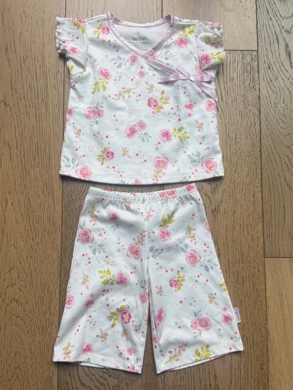 American Girl Bitty Baby Pink Floral Sparkly Pajama Set